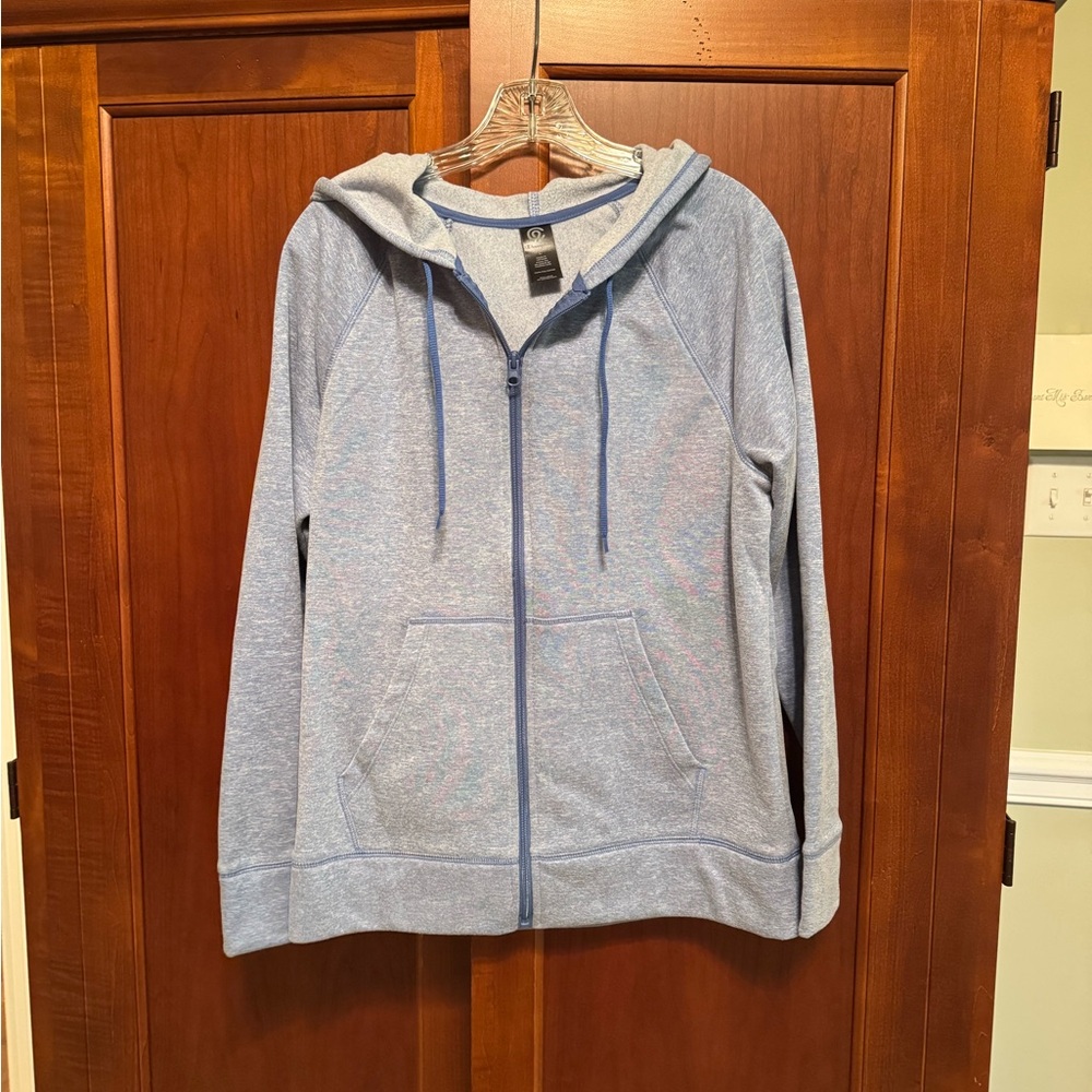 Champion Light Gray and Blue Zip-Up Hoodie